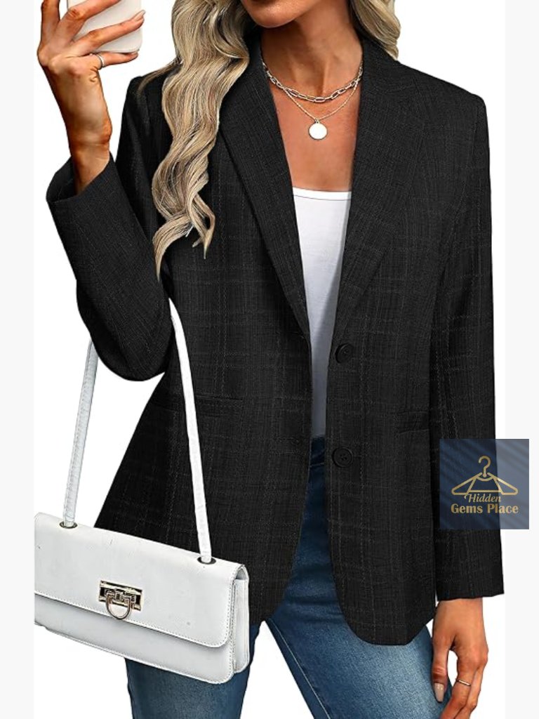 Oversized Long Sleeve Blazer Business Casual Work Jacket With Pockets